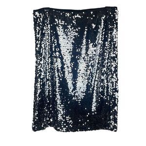 Paillette Sequin Pencil Skirt Gunmetal Silver 8
